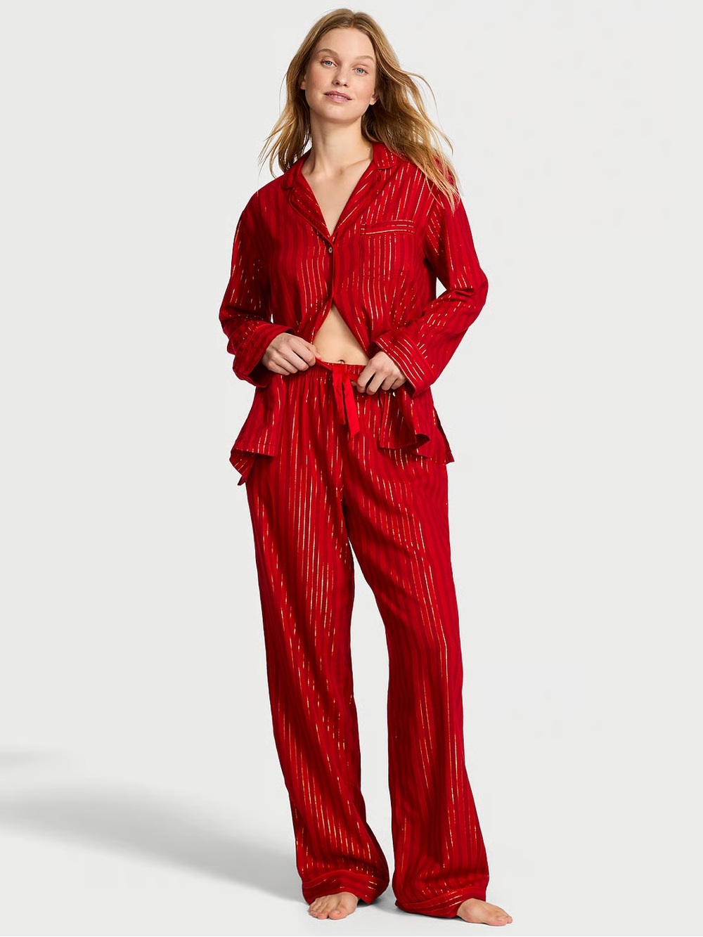 Victoria's Secret Red Pinstripe Pajama Set